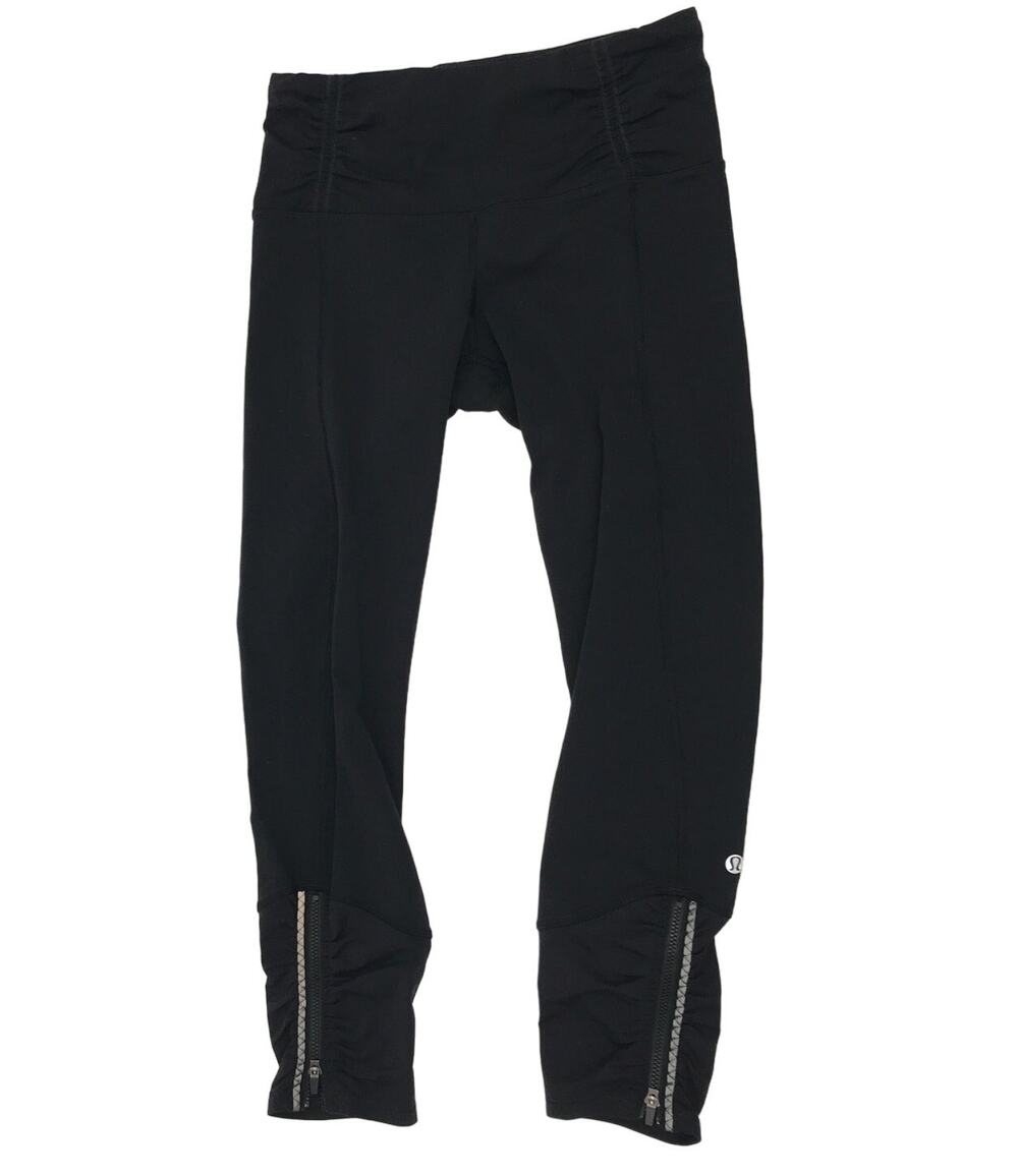 Lululemon Black Ruched Ankle Zip Cropped Leggings 6